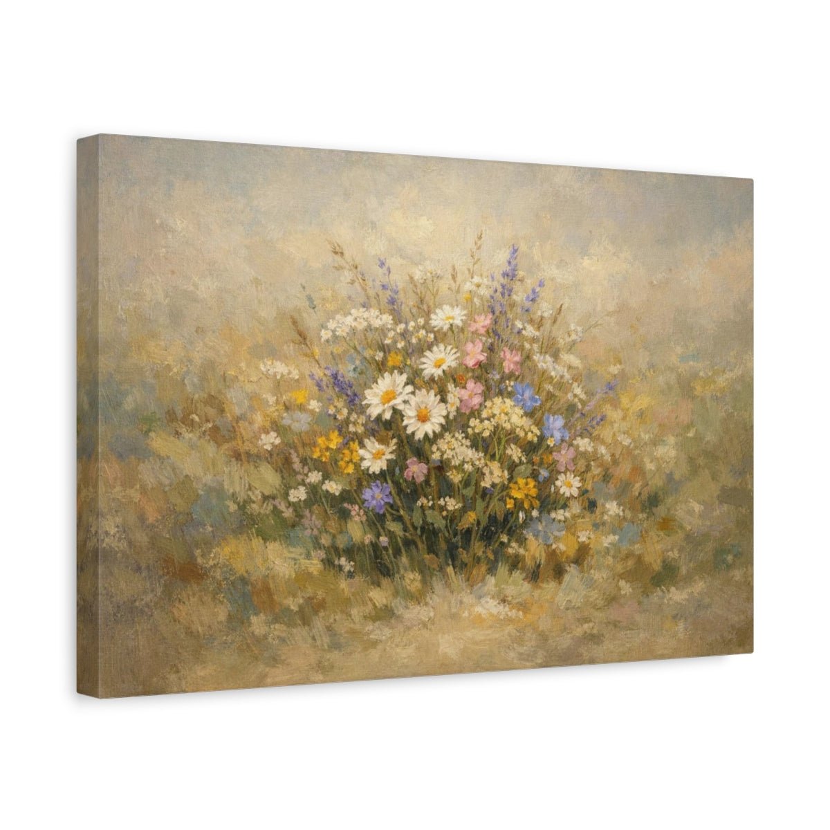 Floral Wildflowers Neutral Nature - Canvas Wall Art Print - YesArtYes