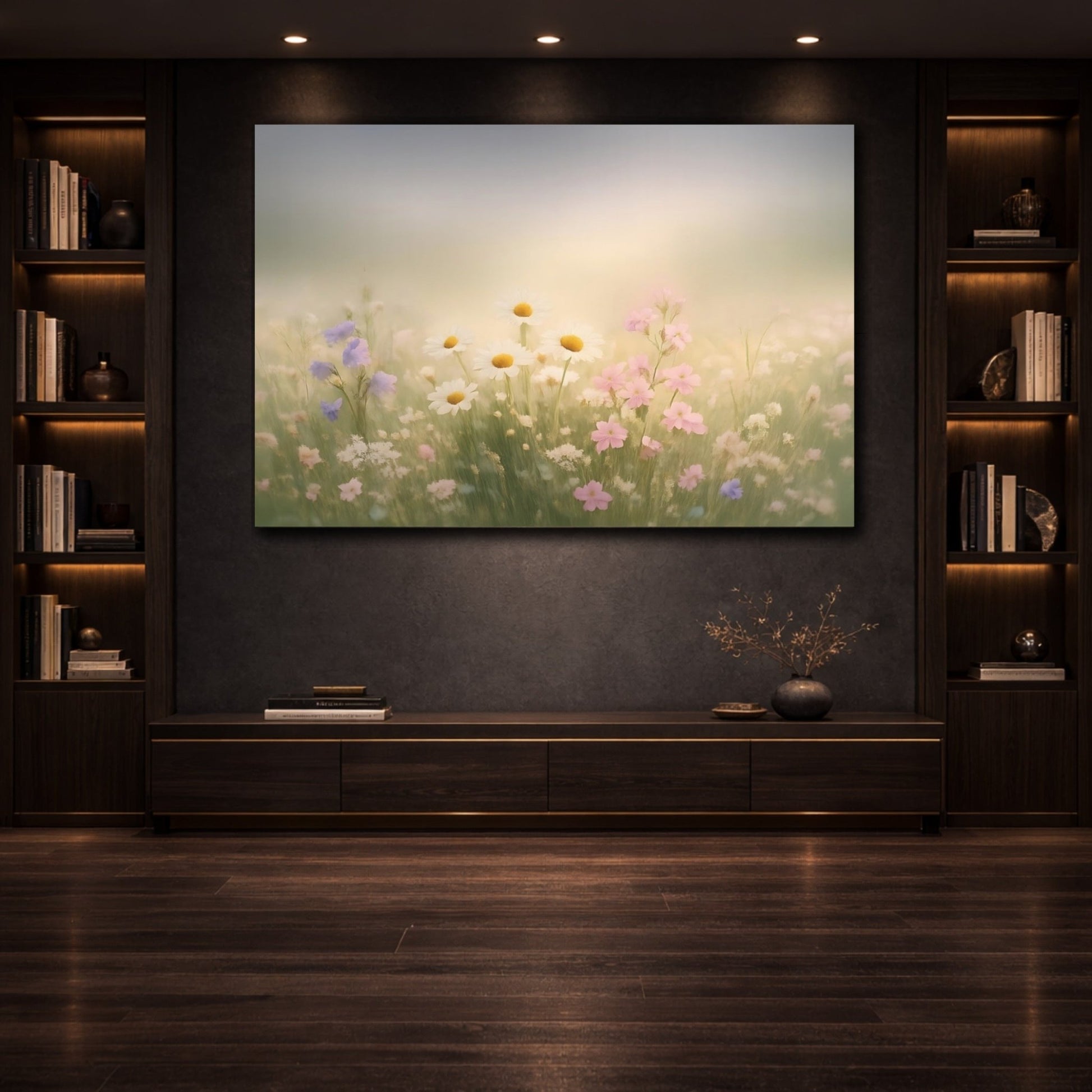 Floral Wildflowers Pastel Meadow - Canvas Wall Art Print - YesArtYes