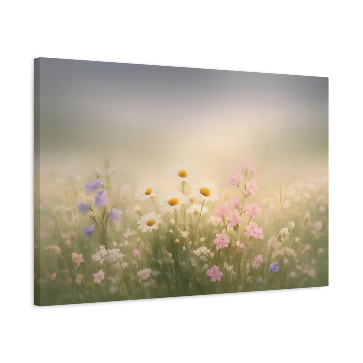 Floral Wildflowers Pastel Meadow - Canvas Wall Art Print - YesArtYes