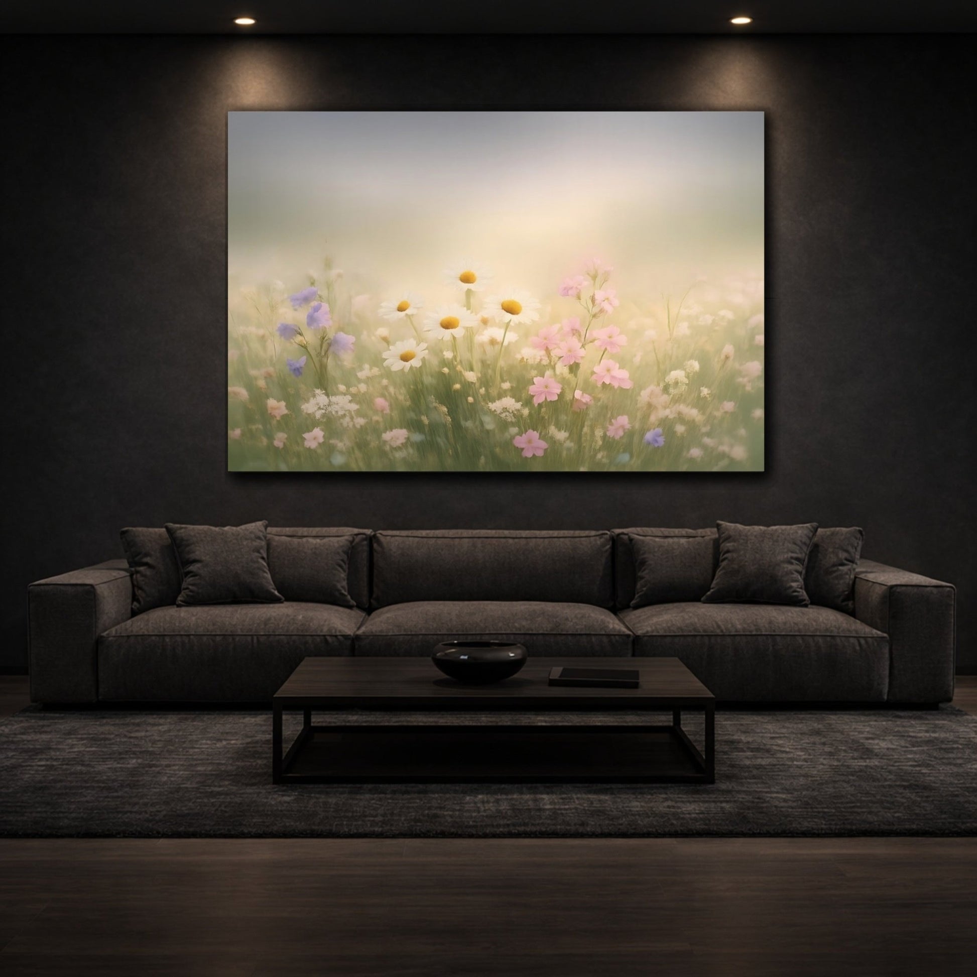 Floral Wildflowers Pastel Meadow - Canvas Wall Art Print - YesArtYes