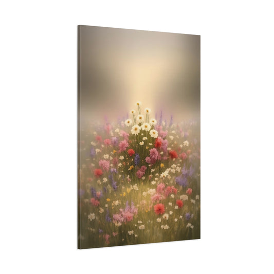Floral Wildflowers Pastel Wildflowers shown as stretched canvas wall art