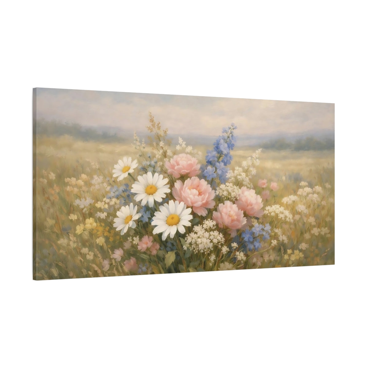 Main Mockup. Floral Wildflowers Pastel Wildflowers shown as stretched canvas wall art