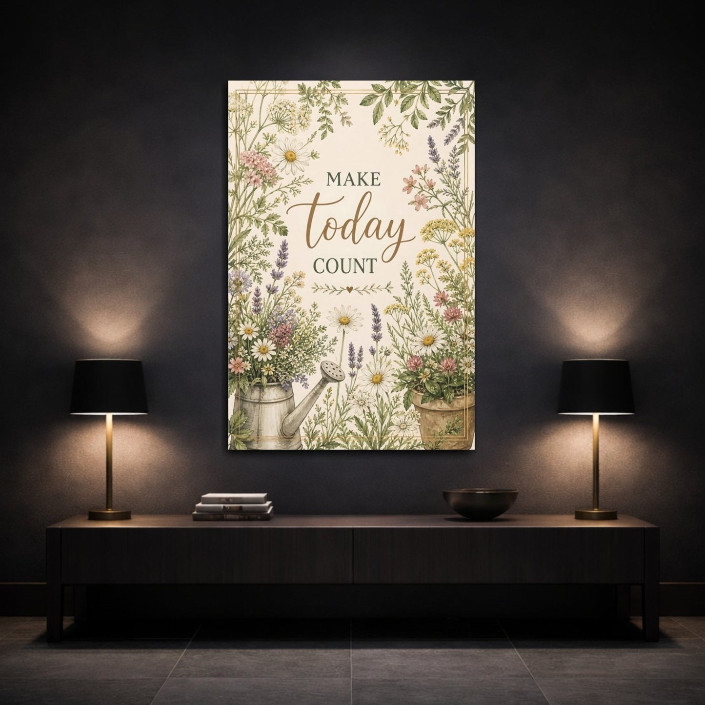 Floral Wildflowers Quote Pastel Canvas Wall Art Print – Watercolor Living Room, Above Fireplace - YesArtYes