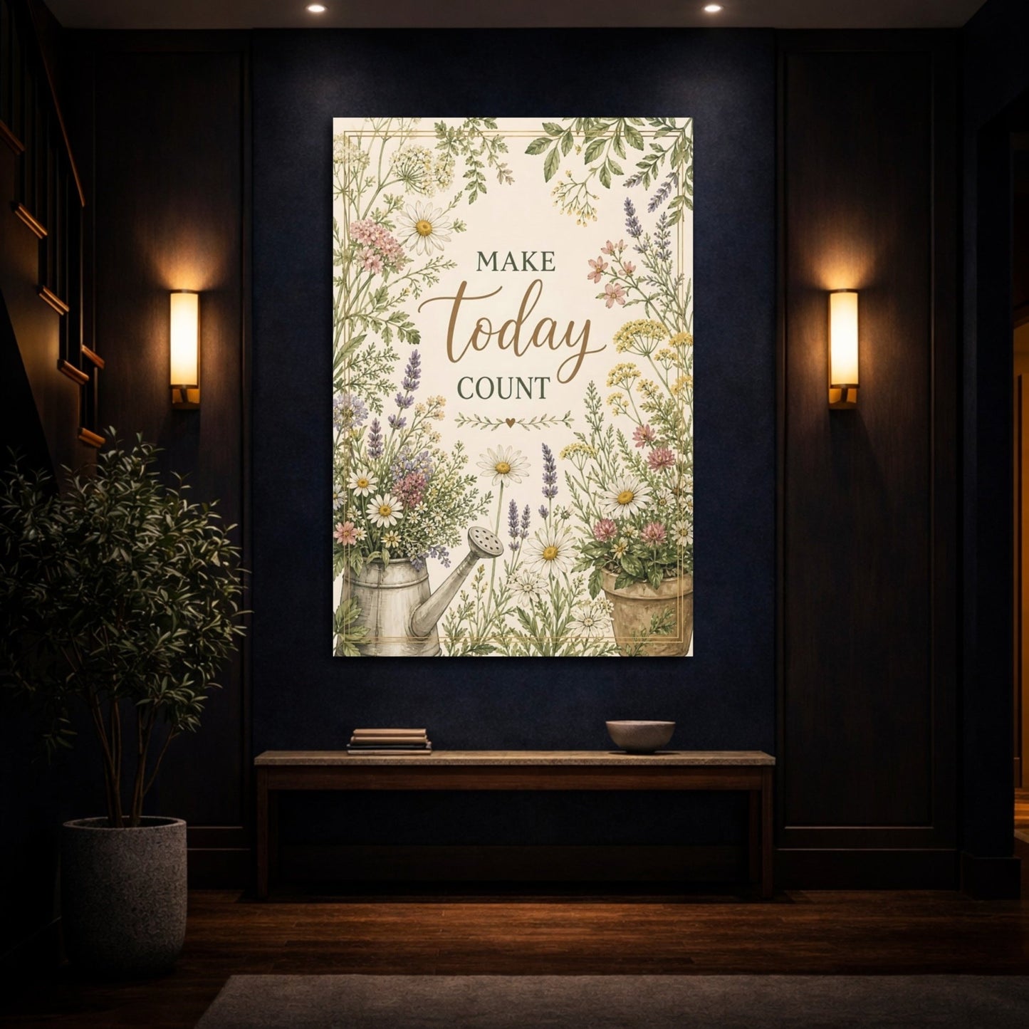 Floral Wildflowers Quote Pastel Canvas Wall Art Print – Watercolor Living Room, Above Fireplace - YesArtYes