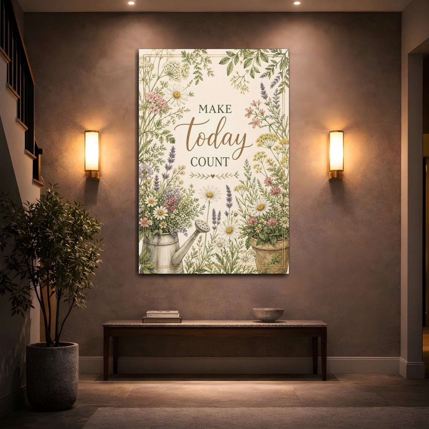 Floral Wildflowers Quote Pastel Canvas Wall Art Print – Watercolor Living Room, Above Fireplace - YesArtYes