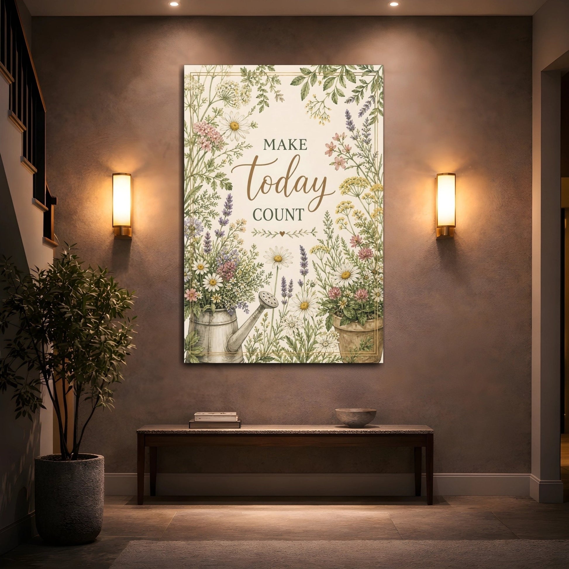 Floral Wildflowers Quote Pastel Canvas Wall Art Print – Watercolor Living Room, Above Fireplace - YesArtYes