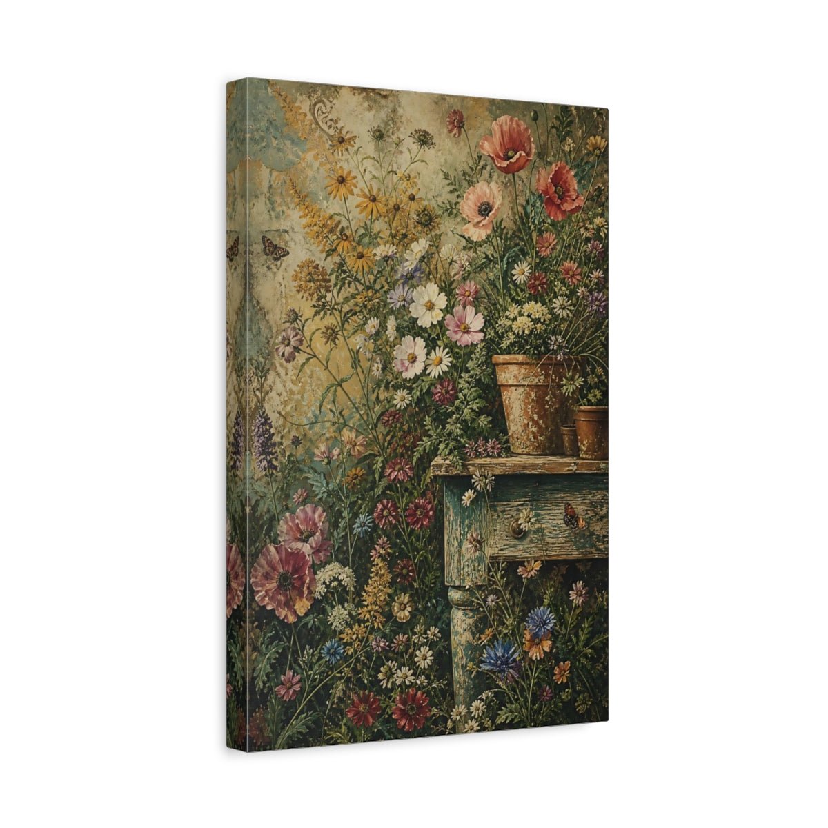 Floral Wildflowers Vibrant Garden Canvas Print – Living Room, Above Fireplace, Multicolor - YesArtYes