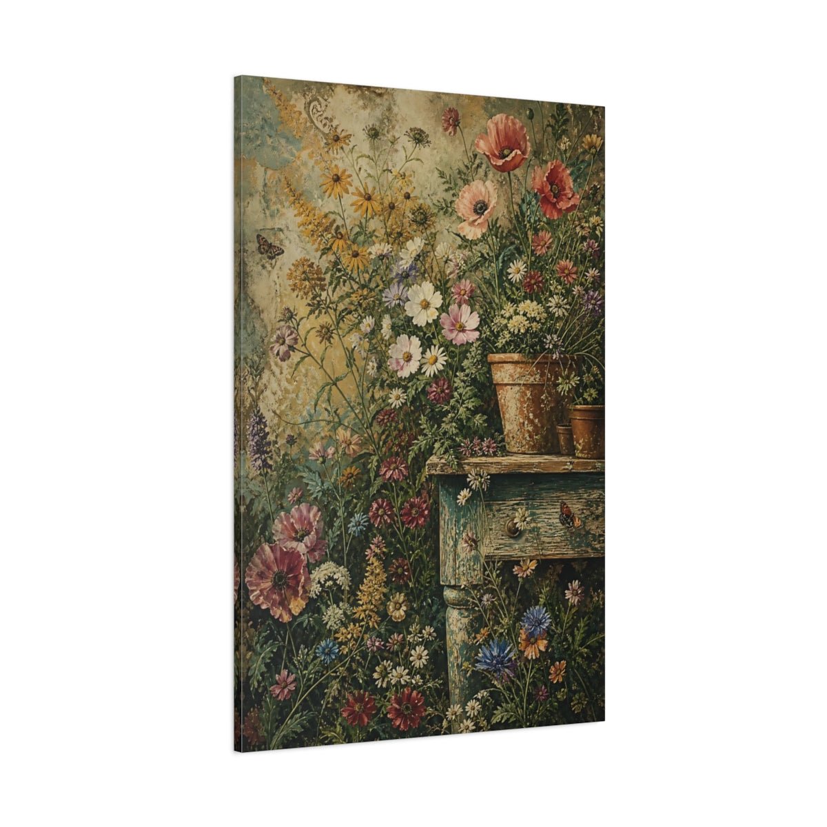 Floral Wildflowers Vibrant Garden Canvas Print – Living Room, Above Fireplace, Multicolor - YesArtYes