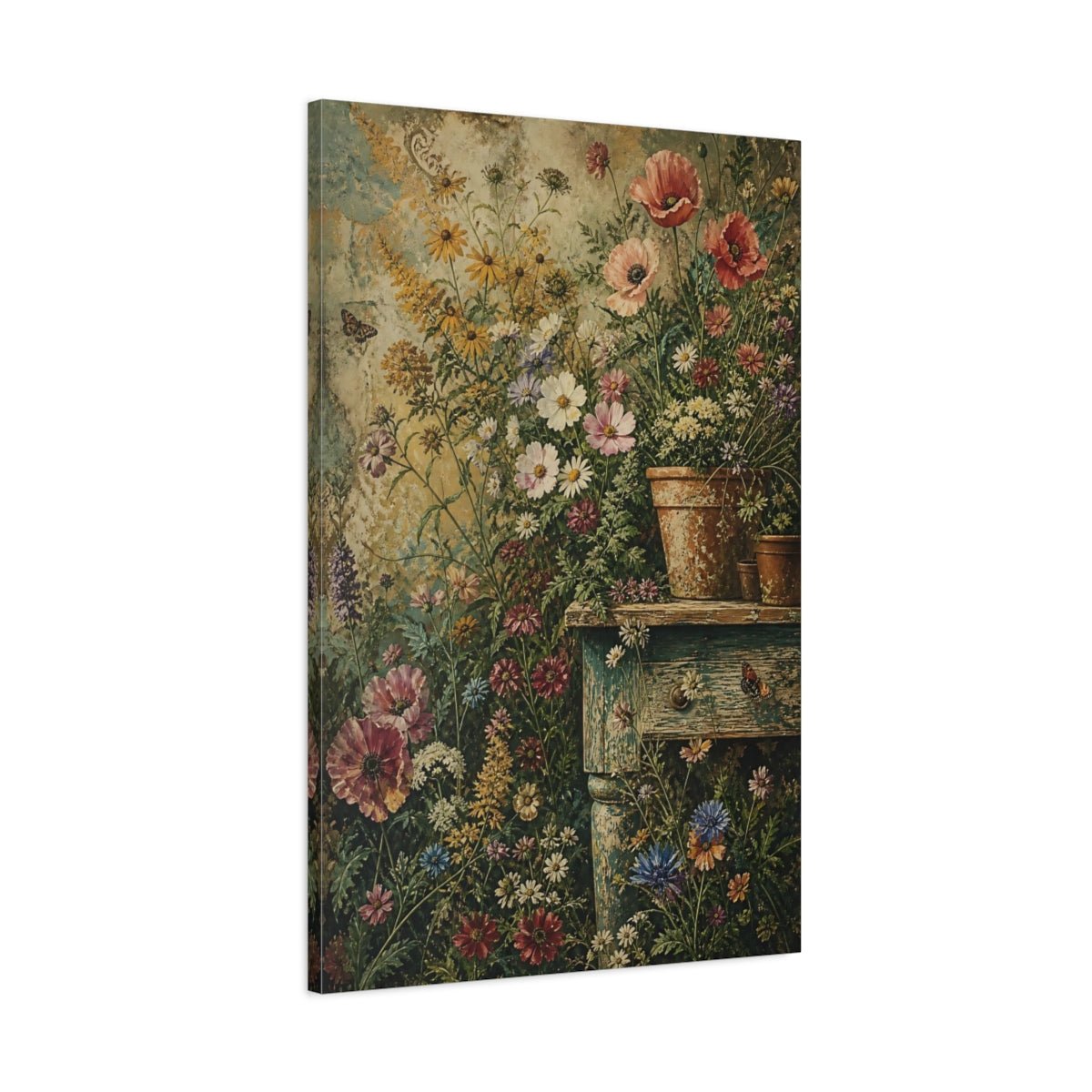 Floral Wildflowers Vibrant Garden Canvas Print – Living Room, Above Fireplace, Multicolor - YesArtYes