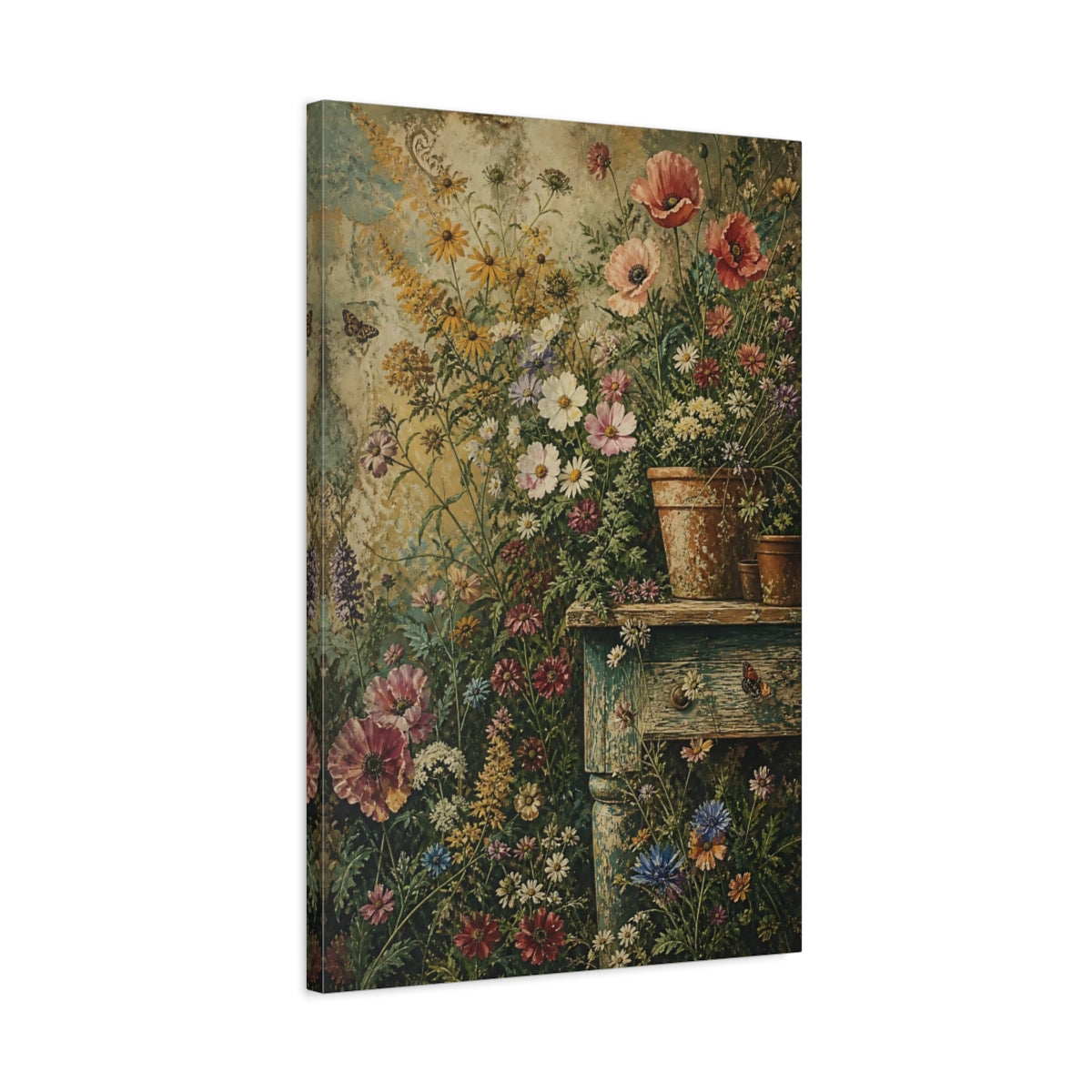 Side Mockup 2. Floral Wildflowers Vibrant Garden shown as canvas print