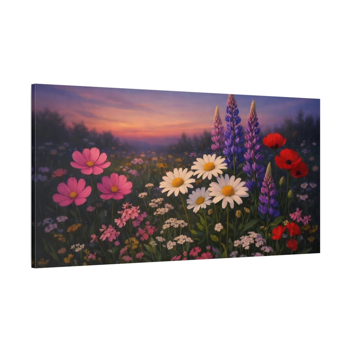 Main Mockup. Floral Wildflowers Vibrant Wildflowers shown as stretched canvas wall art