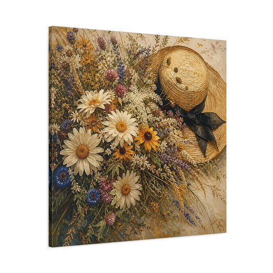 Main Mockup. Floral Wildflowers Wildflower Bouquet shown as stretched canvas wall art