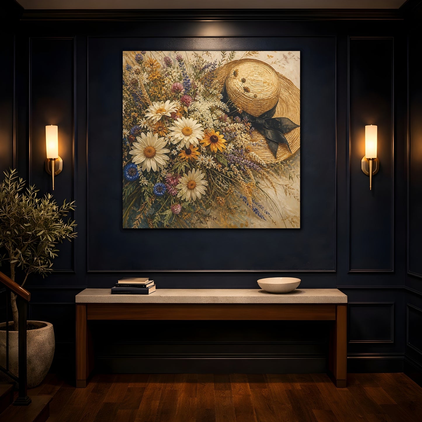 Mockup 4. Floral Wildflowers Wildflower Bouquet shown as stretched canvas wall art