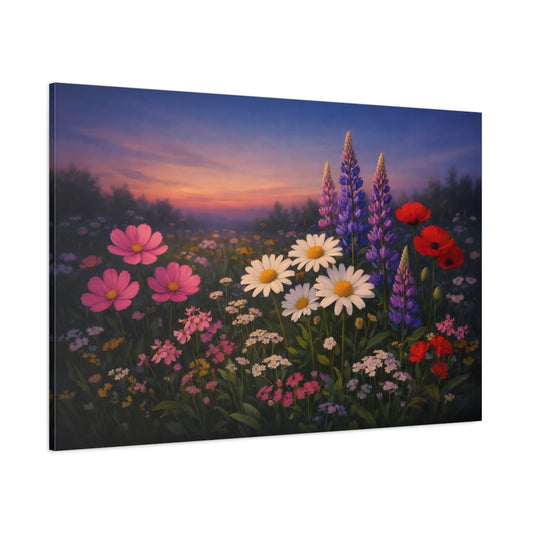 Main Mockup. Floral Wildflowers Wildflower Meadow shown as stretched canvas wall art