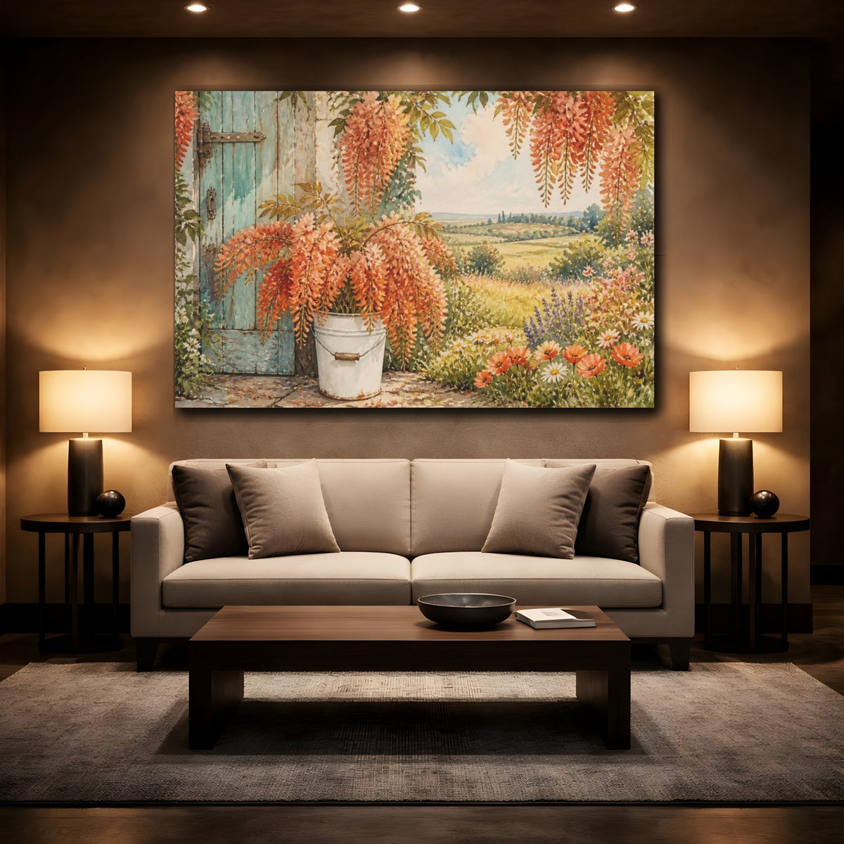 Mockup 2. Floral Wisteria By Door shown as canvas print