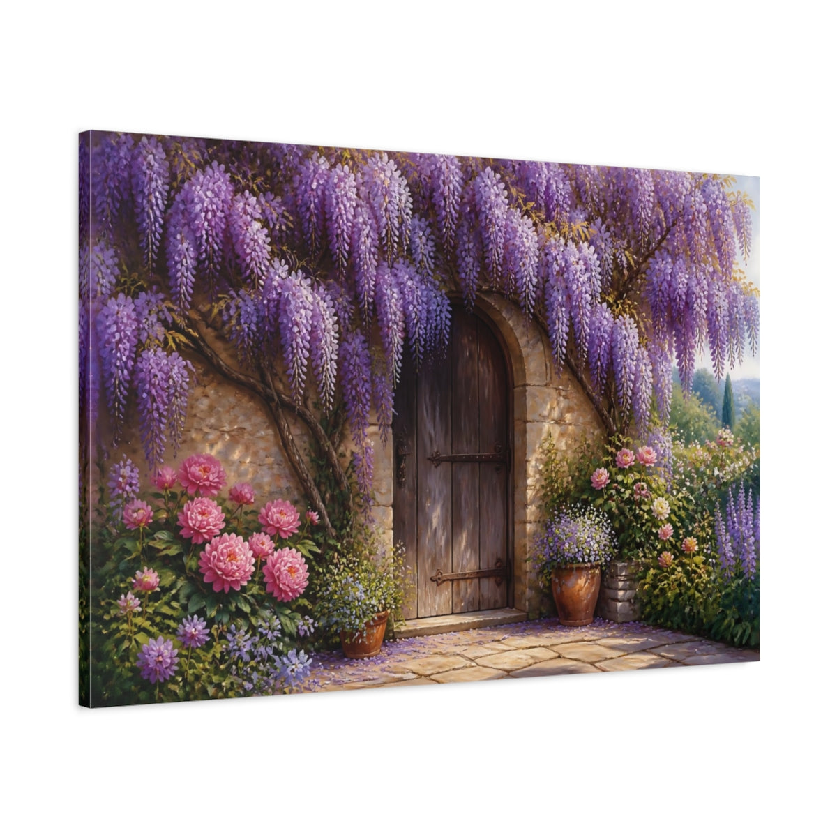 Main Mockup. Floral Wisteria Doorway shown as canvas print