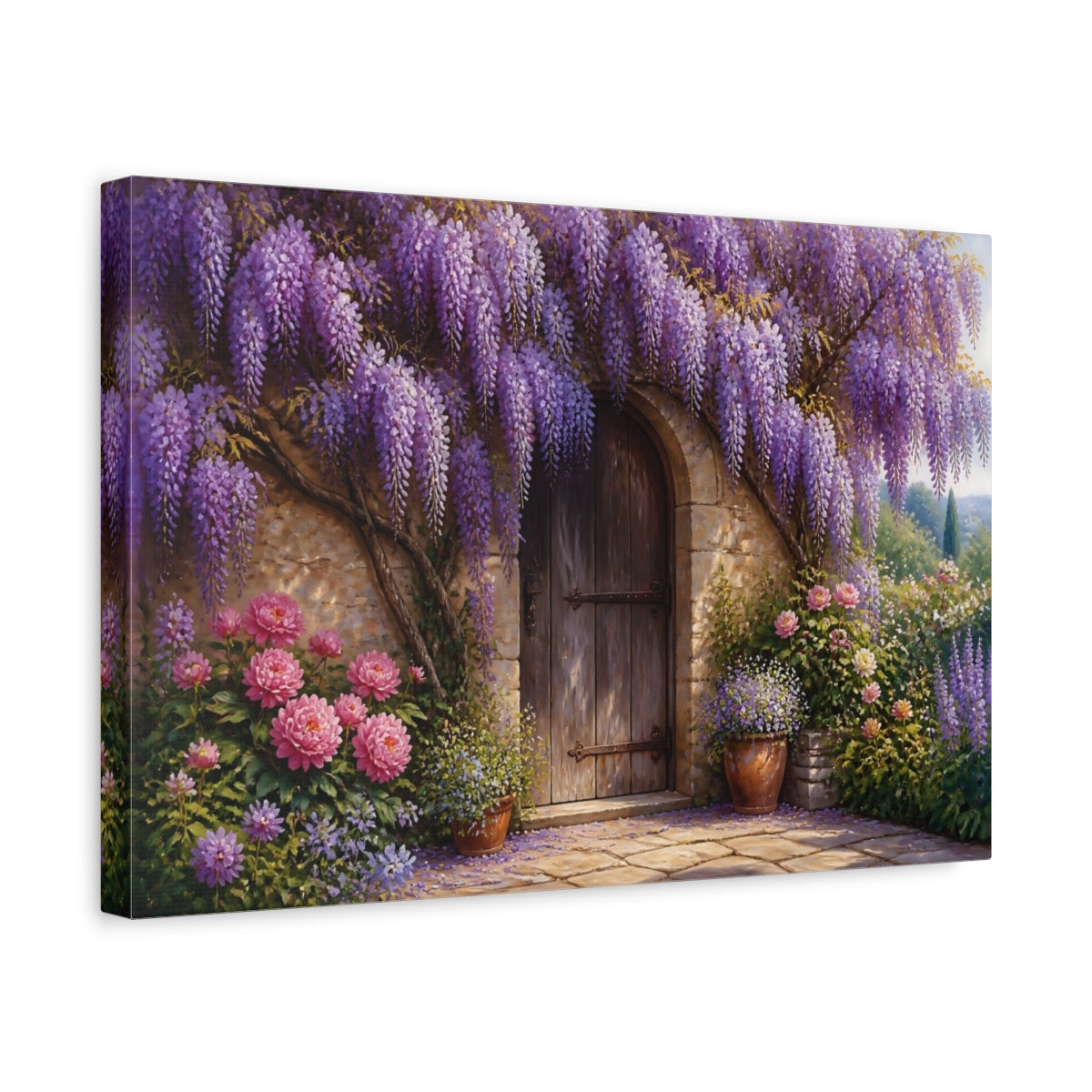 Side Mockup 4. Floral Wisteria Doorway shown as canvas print