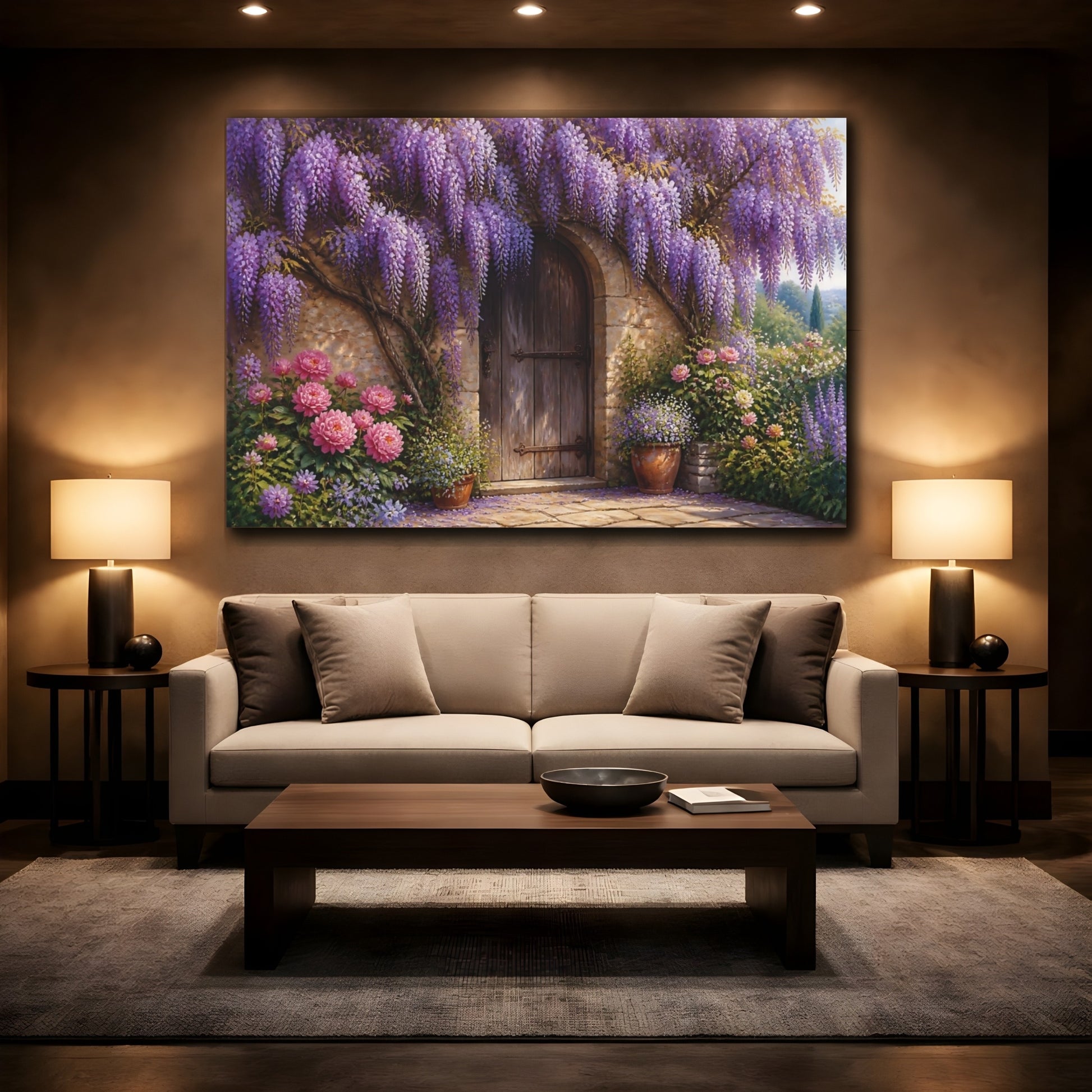 Mockup 2. Floral Wisteria Doorway shown as canvas print