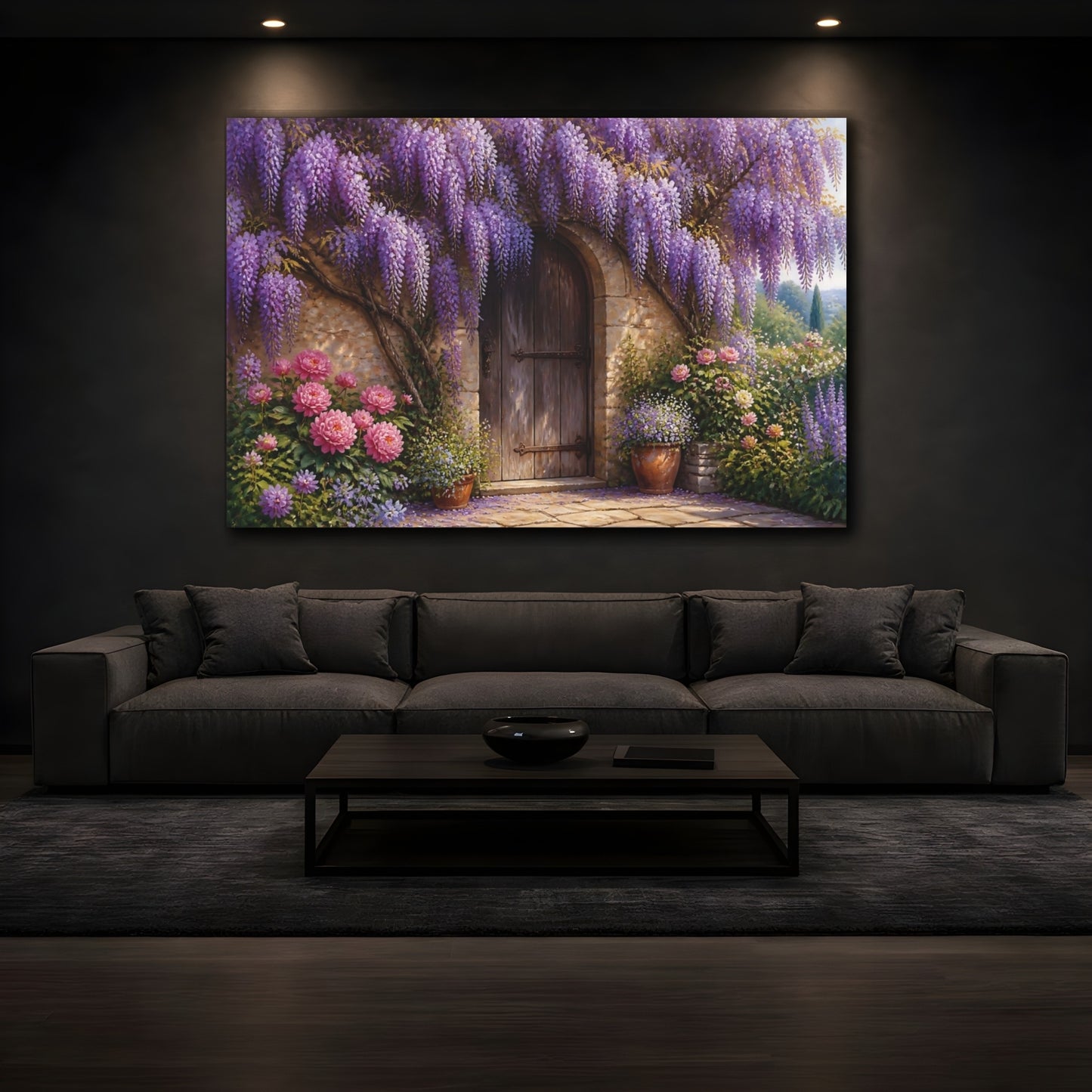 Mockup 3. Floral Wisteria Doorway shown as canvas print