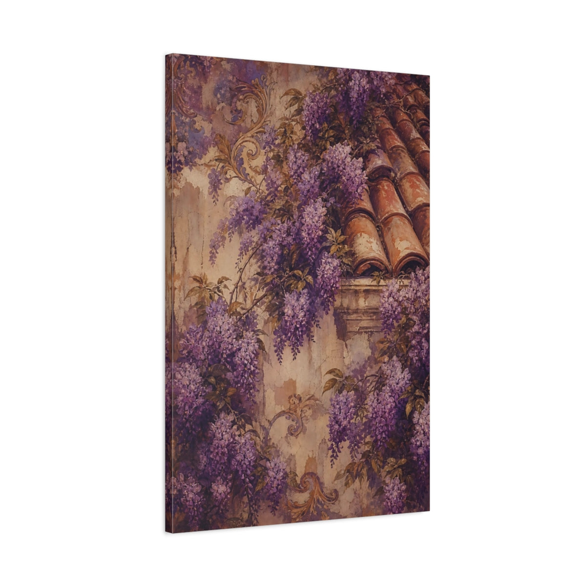 Main Mockup. Floral Wisteria Vines Purple Wisteria shown as canvas print