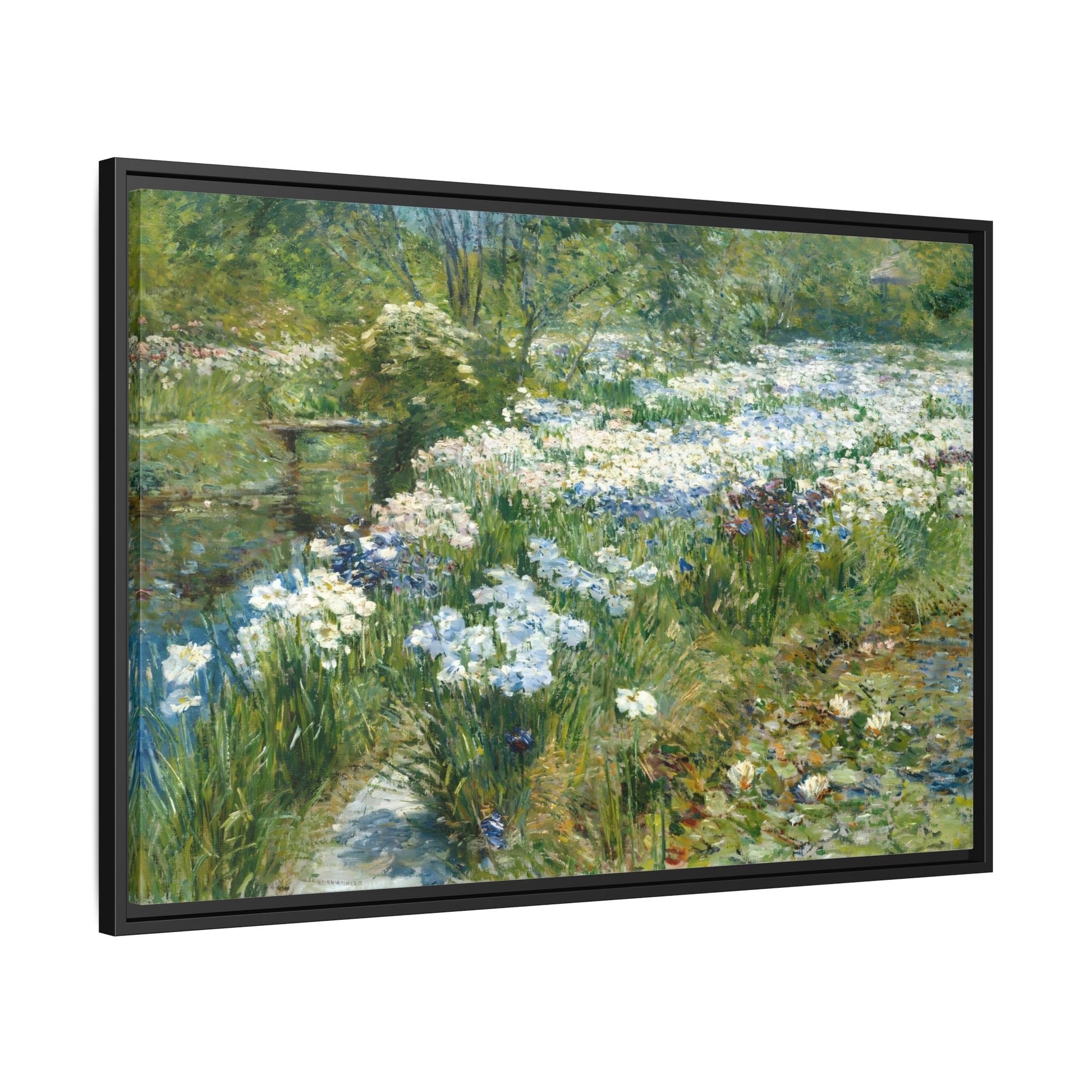 Flowers Canvas Wall Art Print - Framed Floral Water Garden Landscape