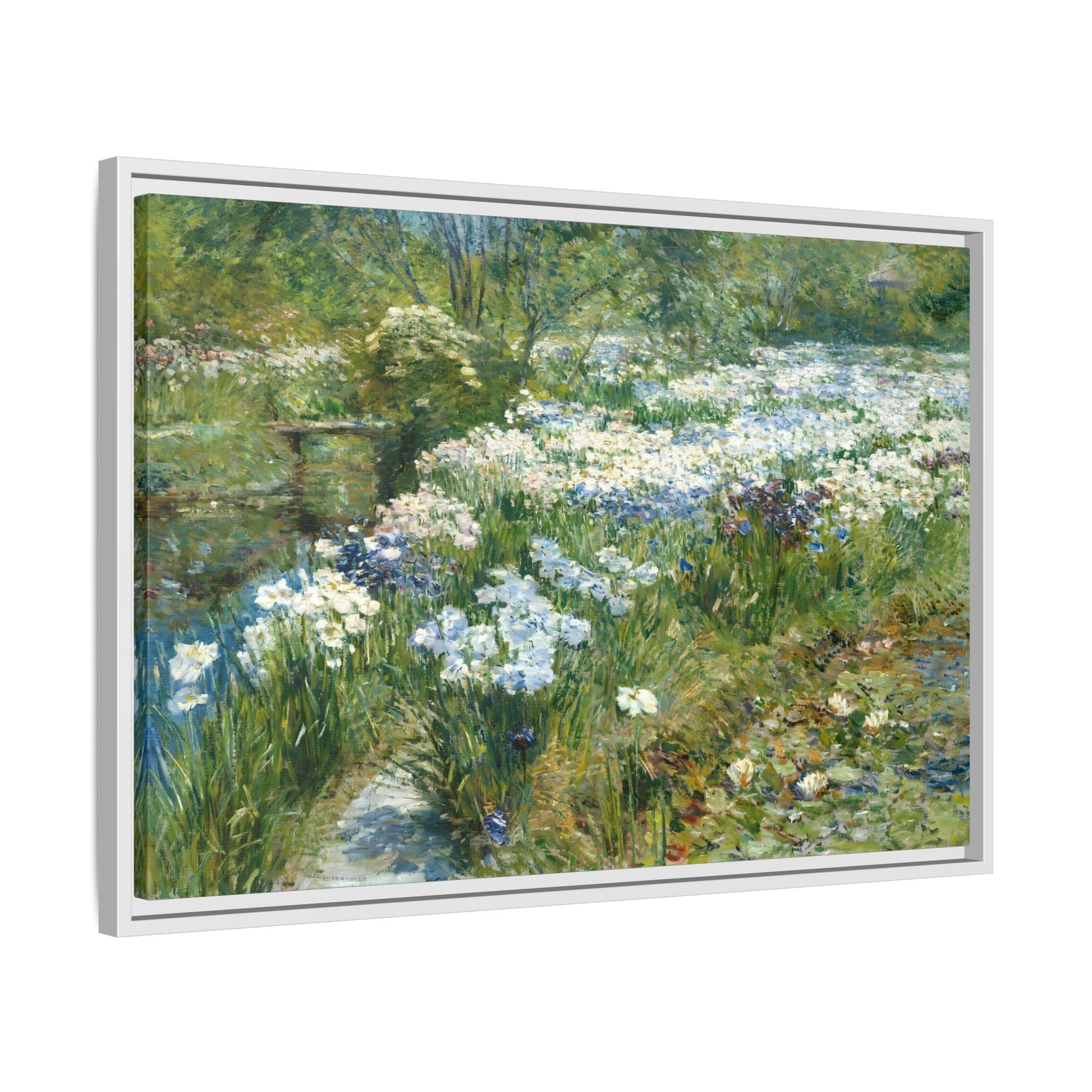 Flowers Canvas Wall Art Print - Framed Floral Water Garden Landscape