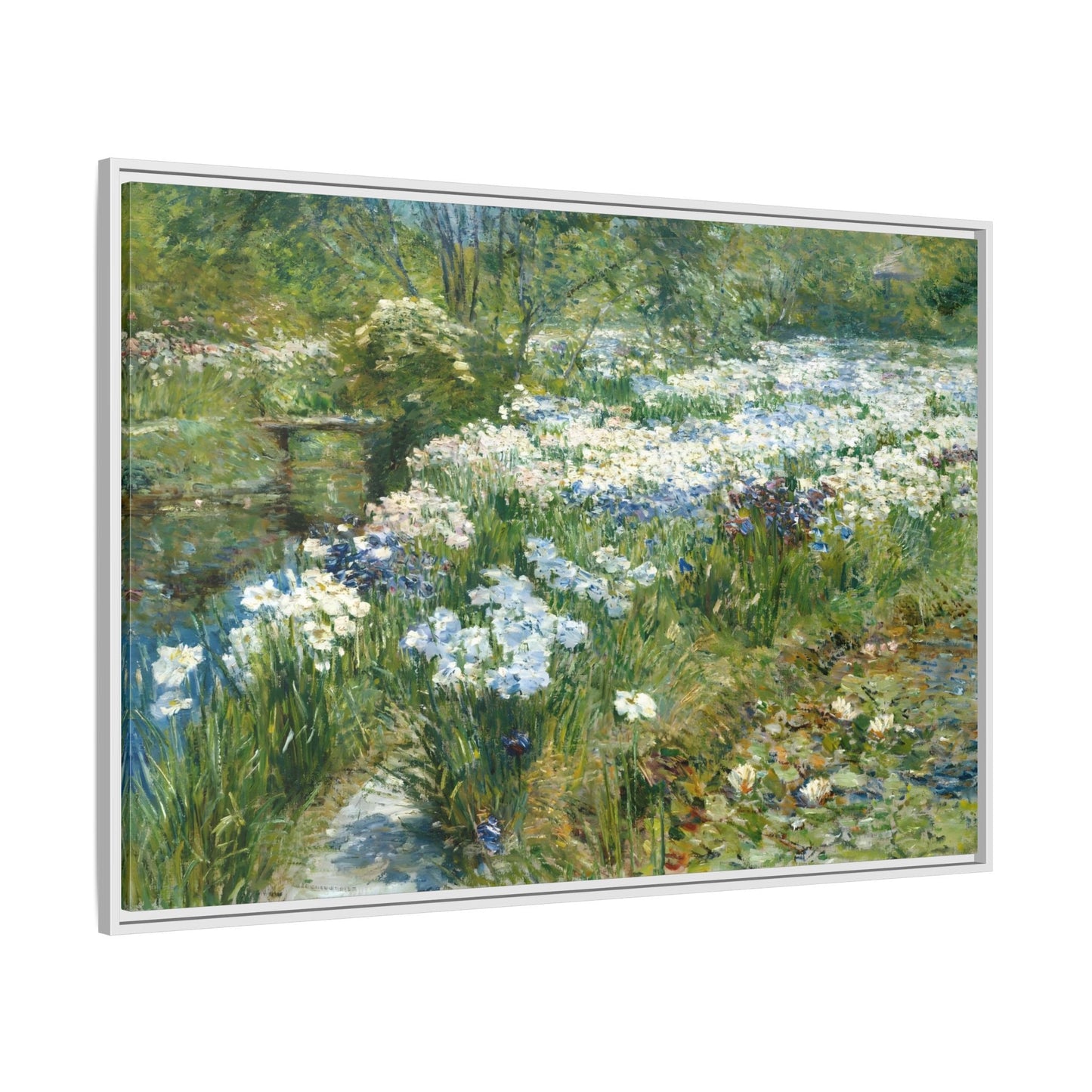 Flowers Canvas Wall Art Print - Framed Floral Water Garden Landscape