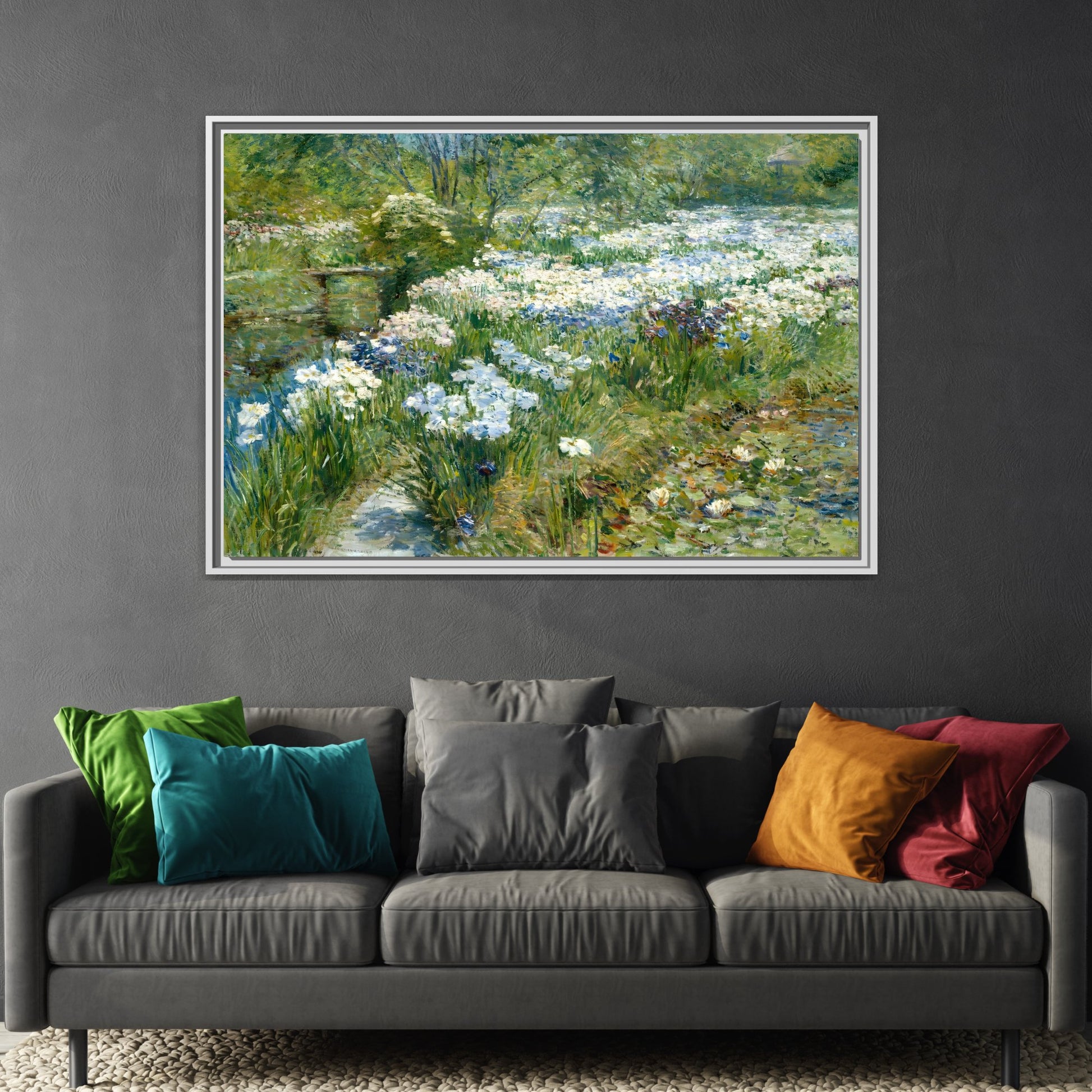 Flowers Canvas Wall Art Print - Framed Floral Water Garden Landscape