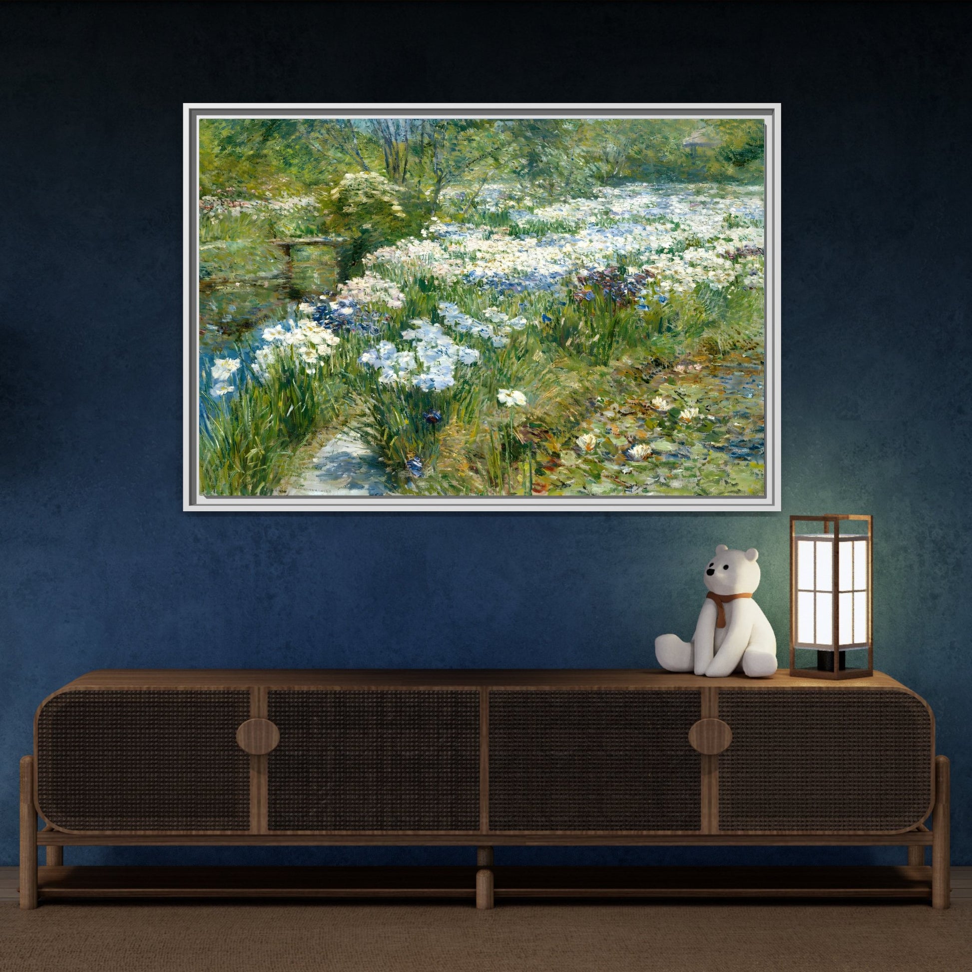 Flowers Canvas Wall Art Print - Framed Floral Water Garden Landscape