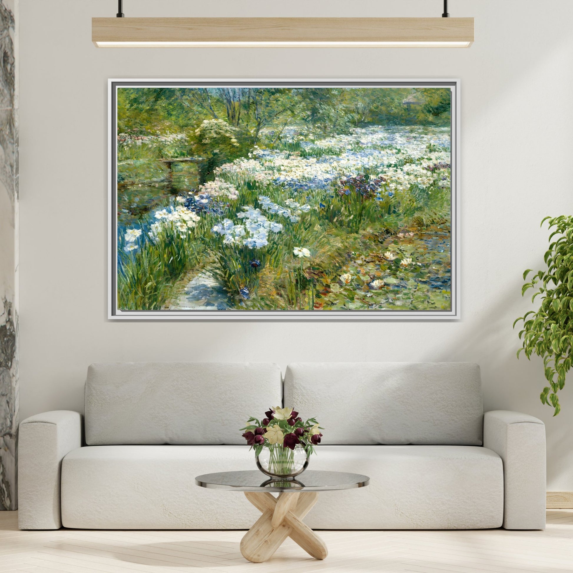 Flowers Canvas Wall Art Print - Framed Floral Water Garden Landscape