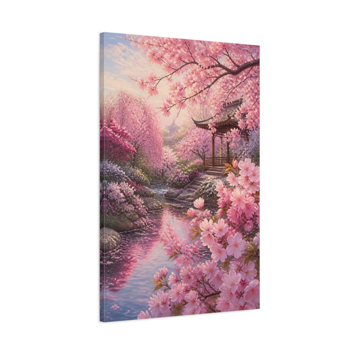 Main Mockup. Flowers Cherry Blossom Garden shown as canvas print