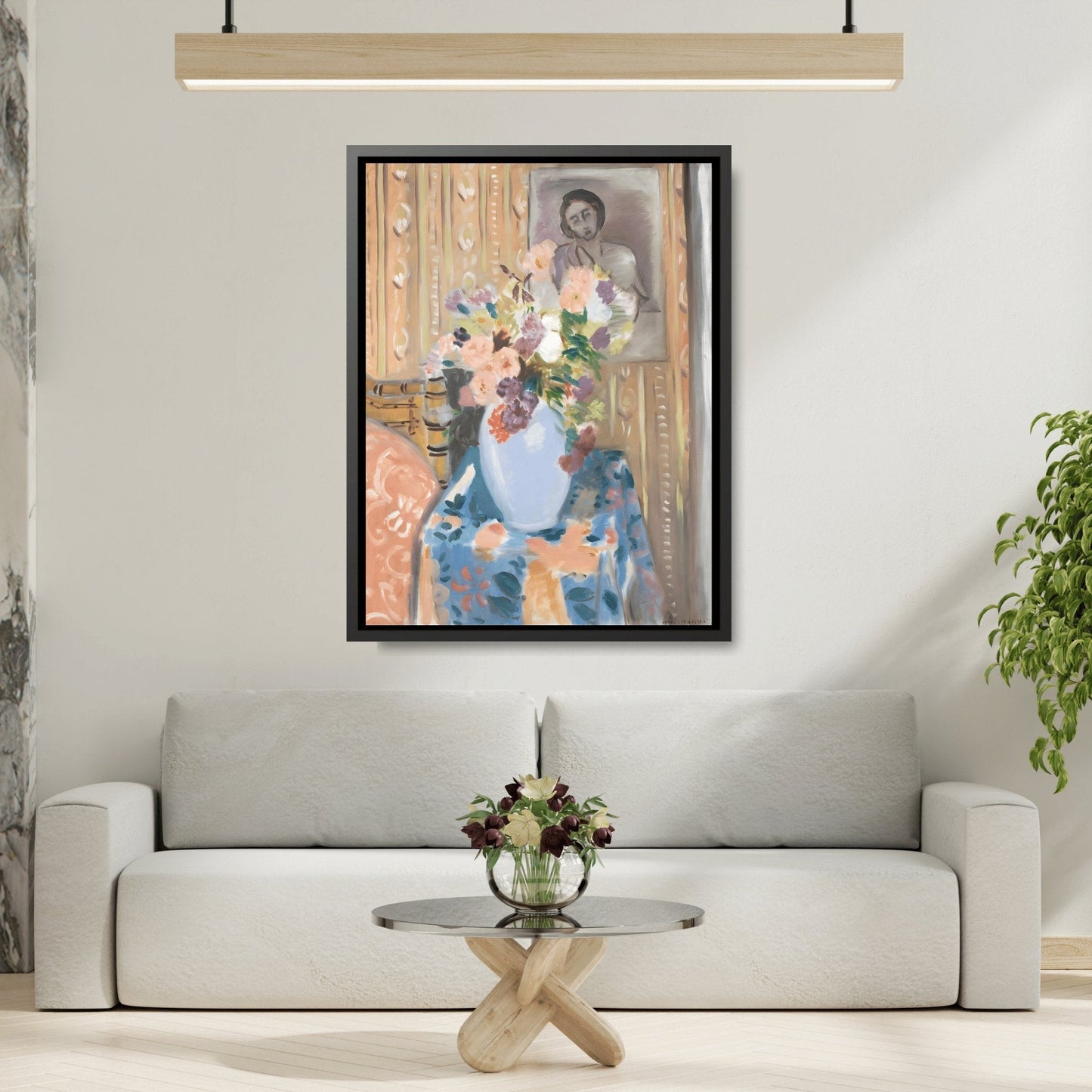 Flowers in Front of a Portrait Canvas Print - Wall Art Matisse Painting - YesArtYes