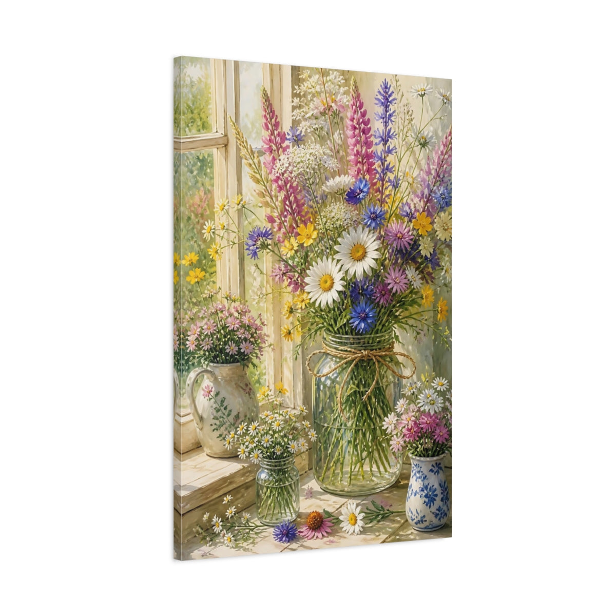 Main Mockup. Flowers Sunlit Wildflowers Bouquet shown as canvas print