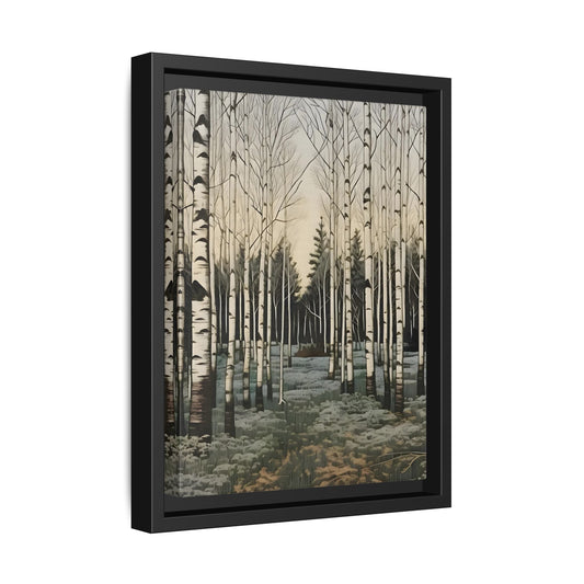 Forest Birch Trees Canvas Print - Winter Botanical Minimalist Wall Art in Exclusive Frame