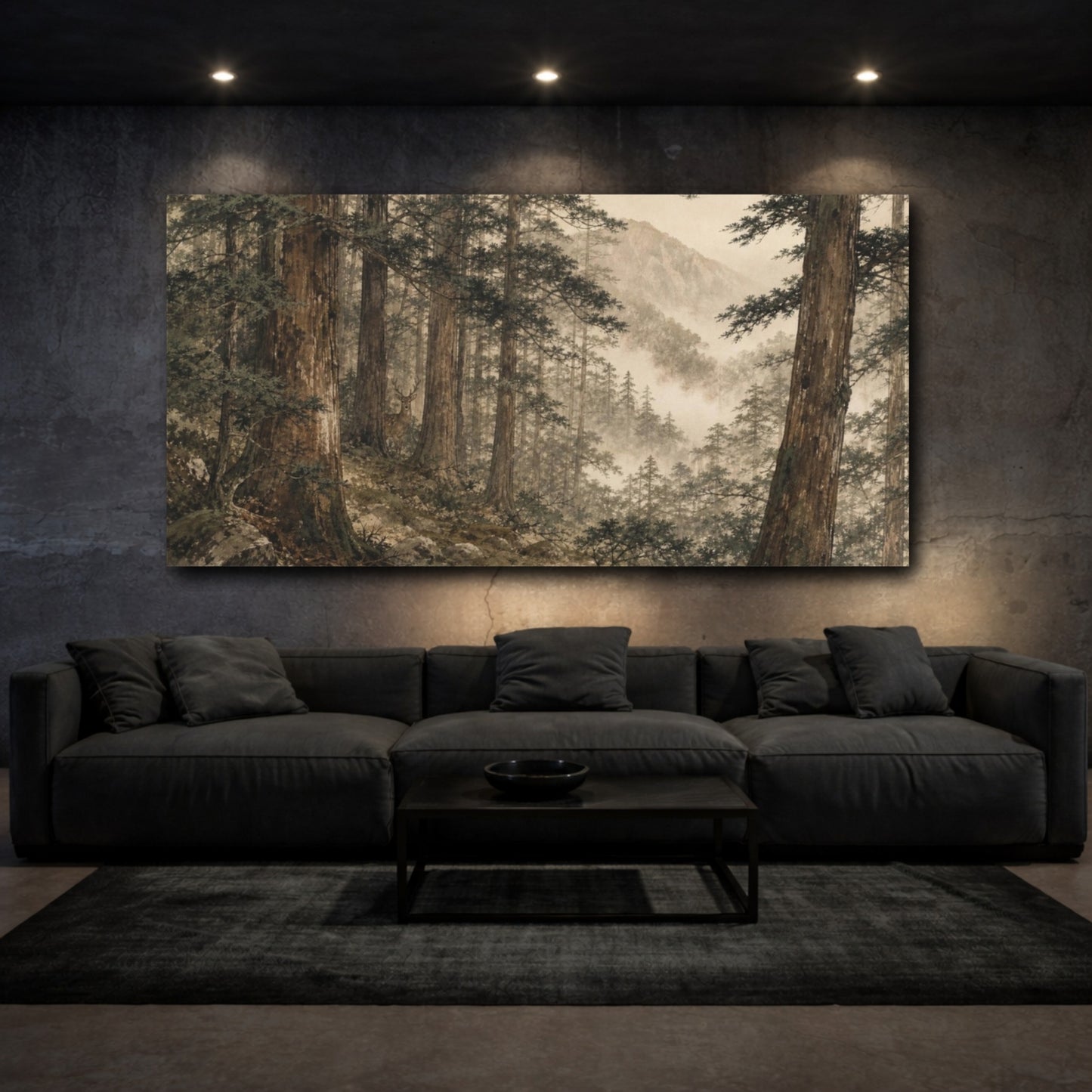 Mockup 3. Forest Deer Nature Misty shown as canvas print