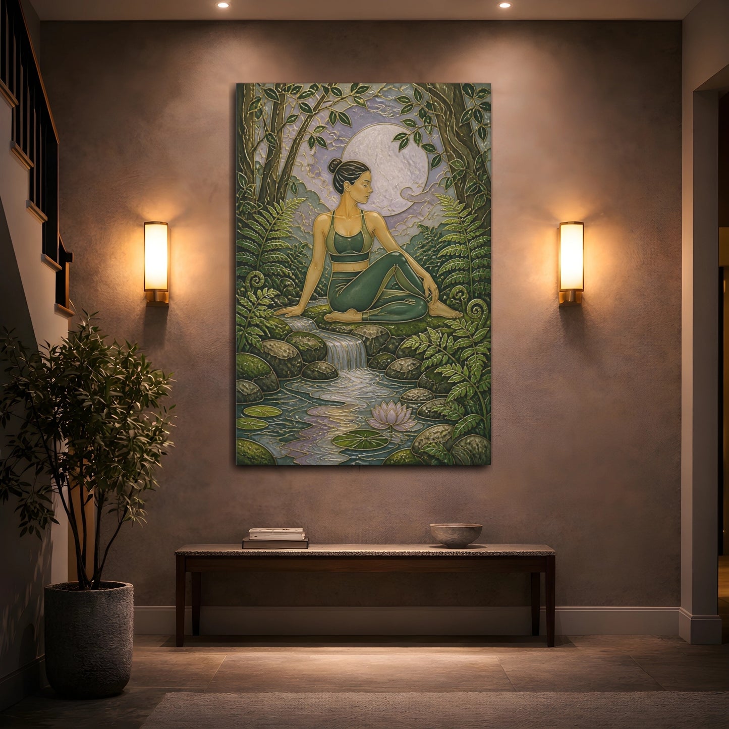 Mockup 2. Forest Moon Yoga Pose shown as canvas print