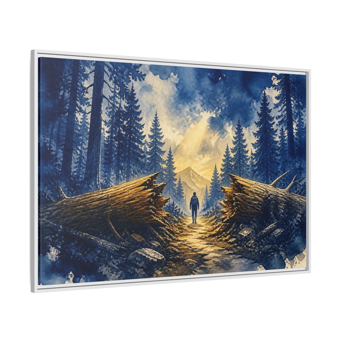 Side Mockup 7. Forest Path Motivation shown as framed canvas print