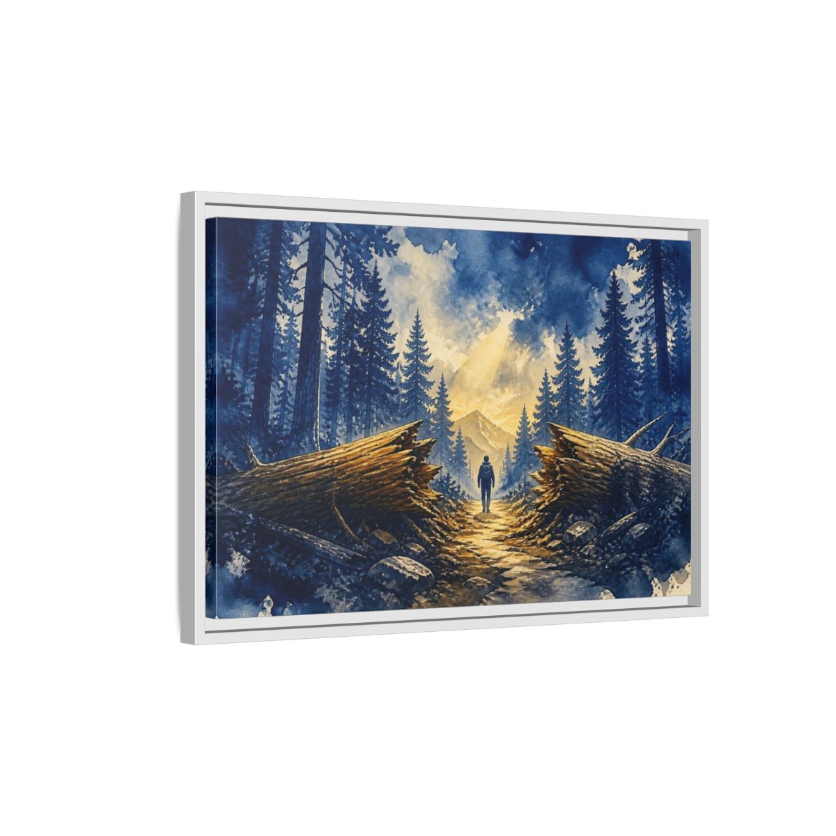 Side Mockup 1. Forest Path Motivation shown as framed canvas print