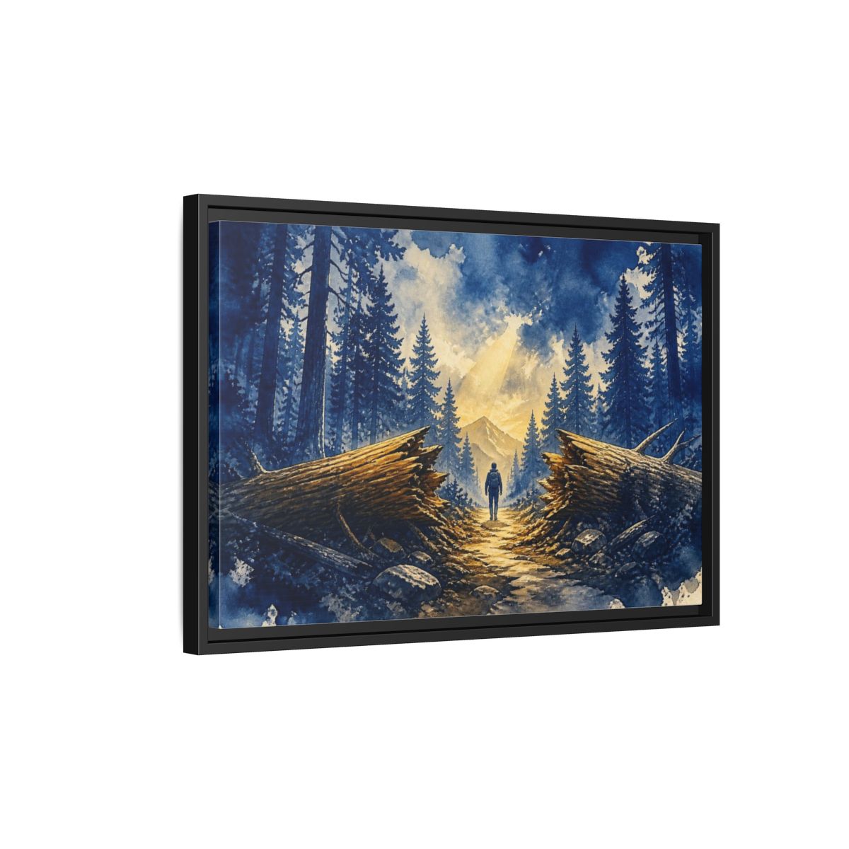 Side Mockup 3. Forest Path Motivation shown as framed canvas print