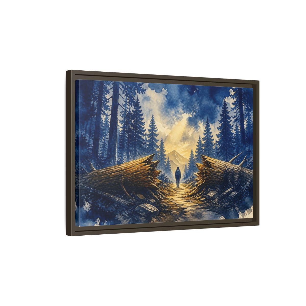 Side Mockup 2. Forest Path Motivation shown as framed canvas print