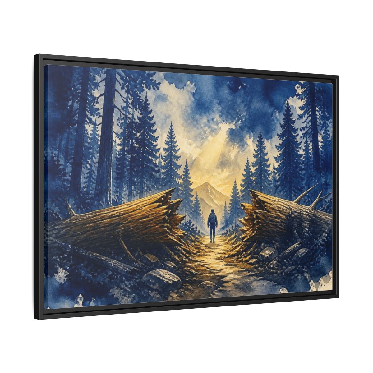 Side Mockup 13. Forest Path Motivation shown as framed canvas print