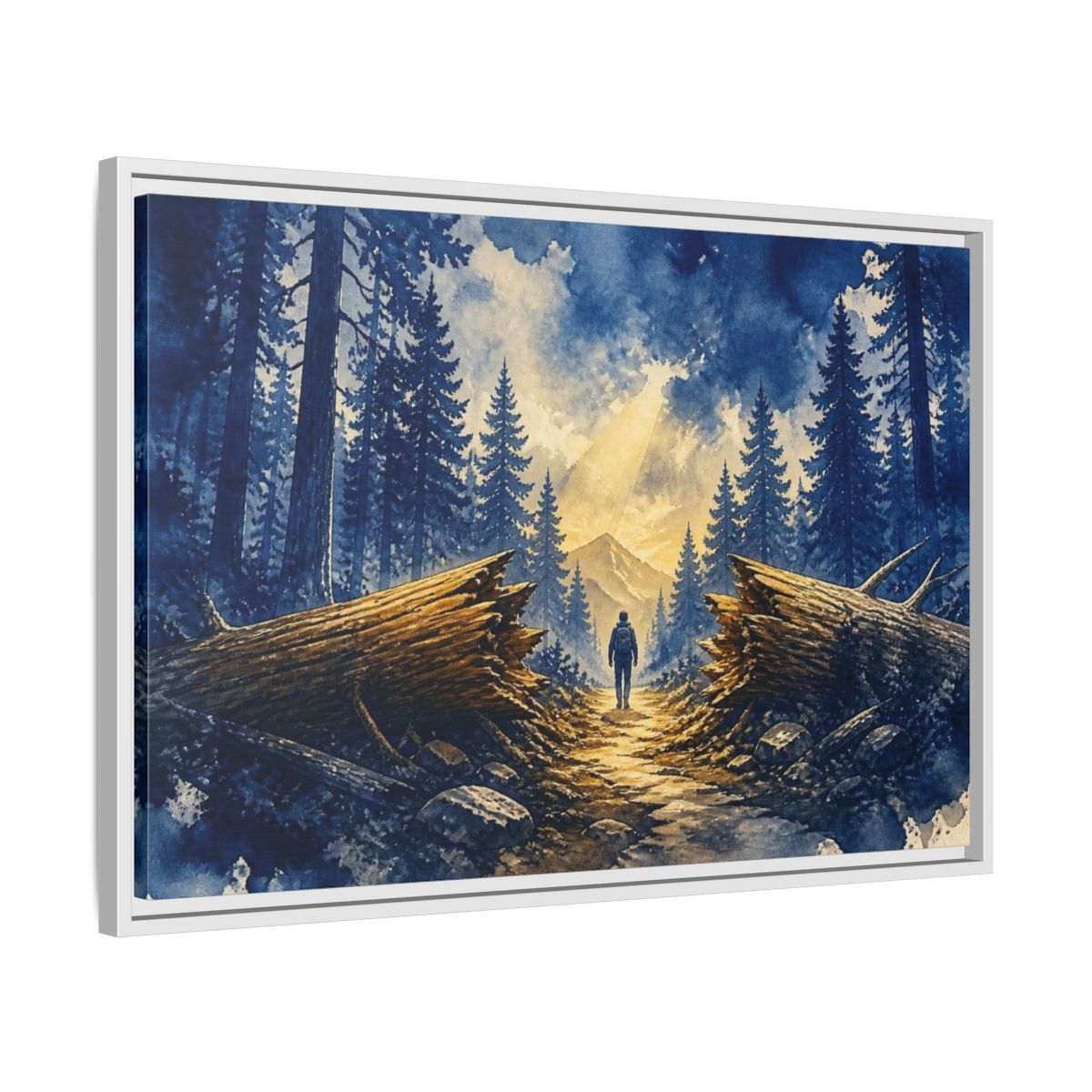 Side Mockup 10. Forest Path Motivation shown as framed canvas print