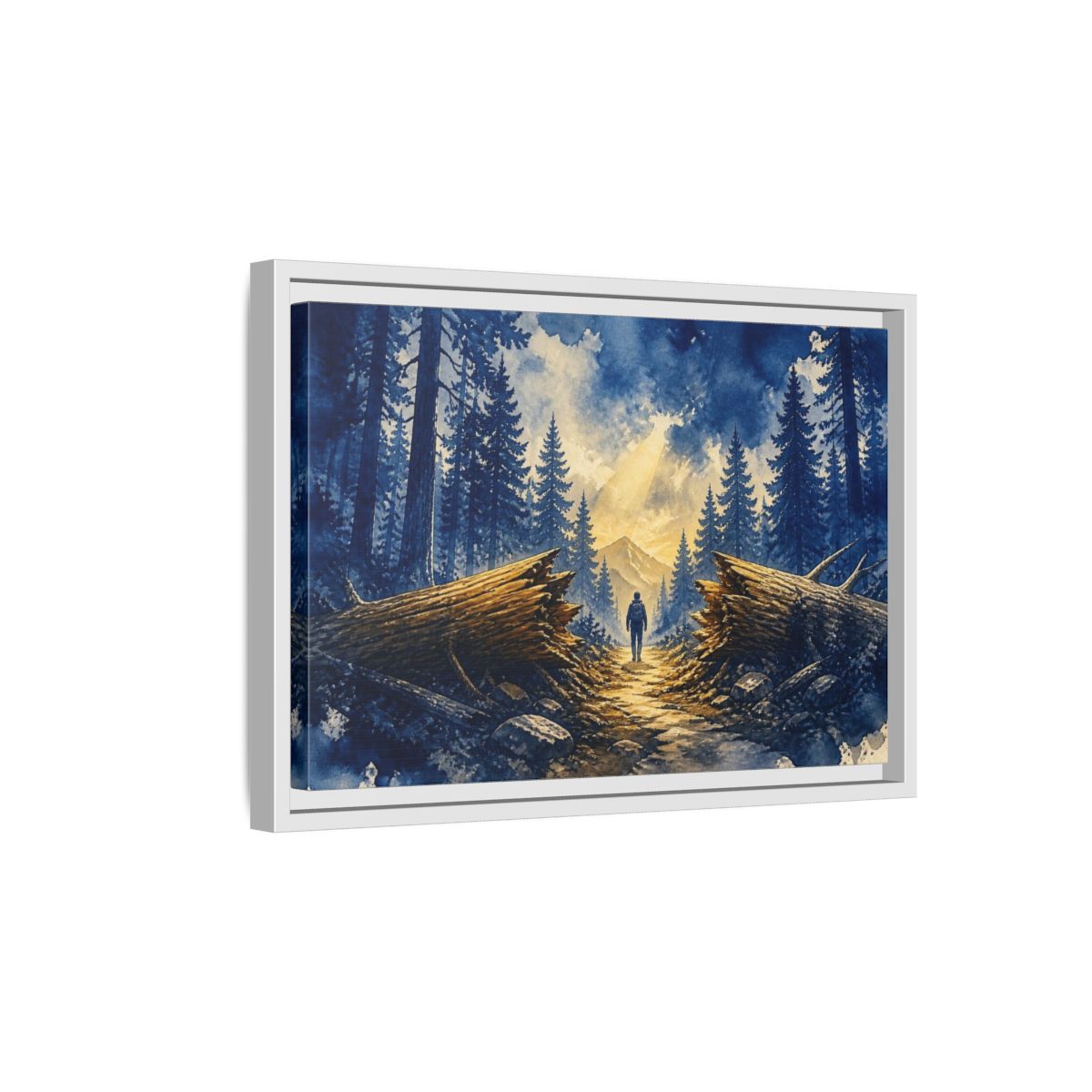 Side Mockup 4. Forest Path Motivation shown as framed canvas print