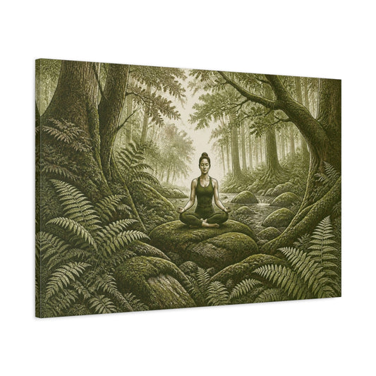 Main Mockup. Forest Yoga Meditation shown as canvas print