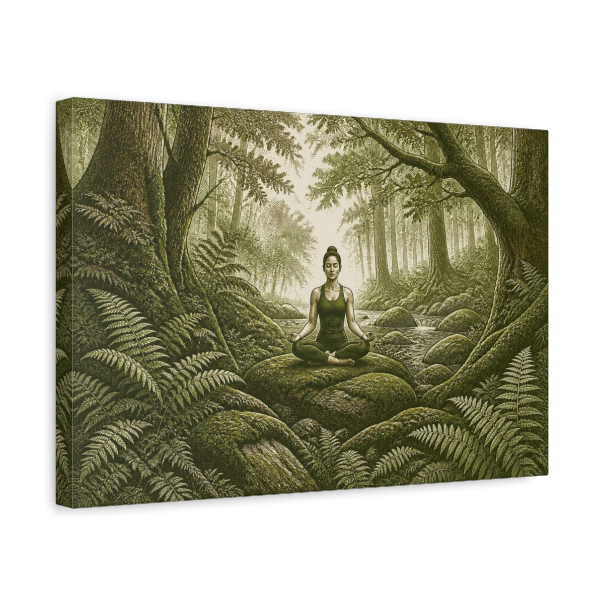 Side Mockup 4. Forest Yoga Meditation shown as canvas print