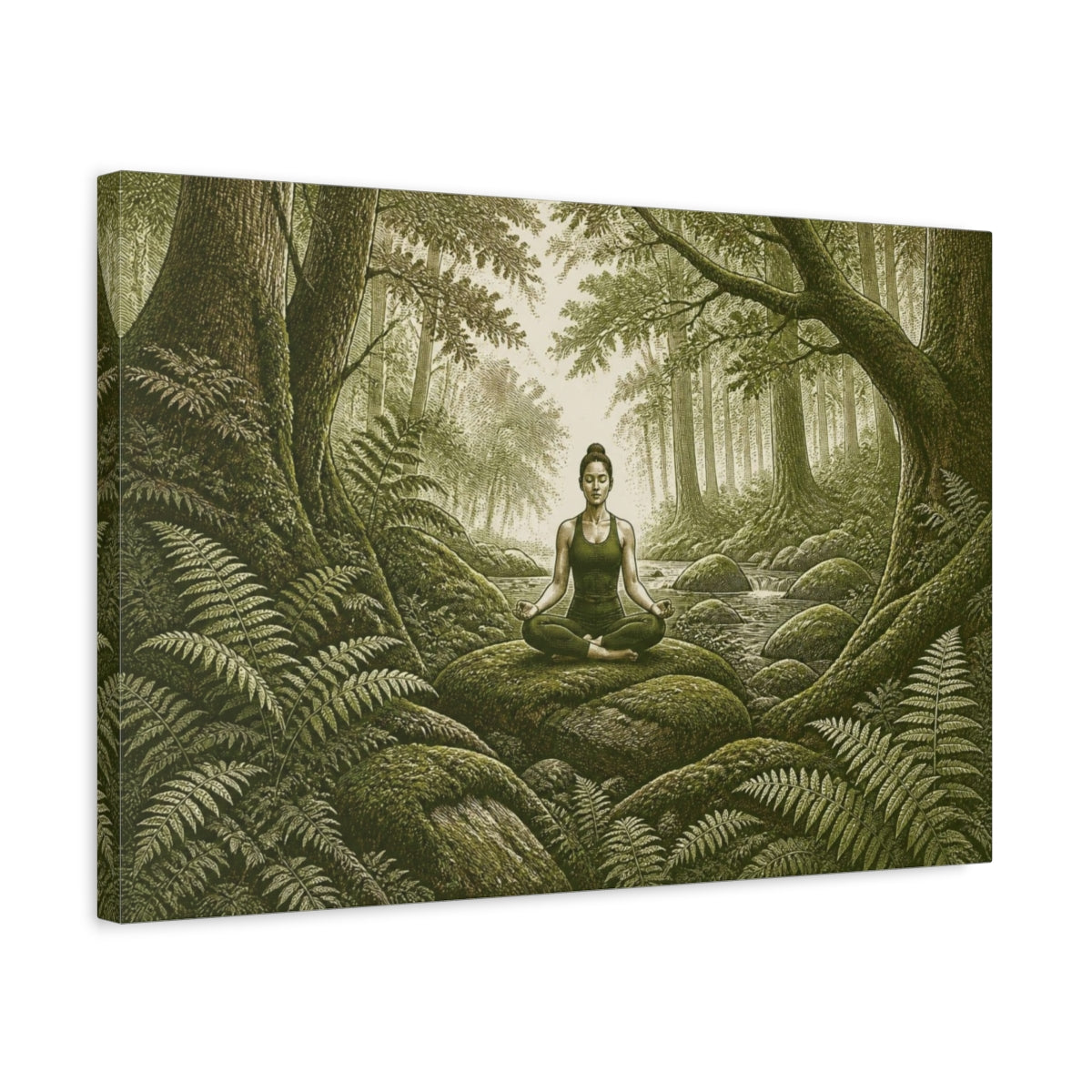 Side Mockup 3. Forest Yoga Meditation shown as canvas print