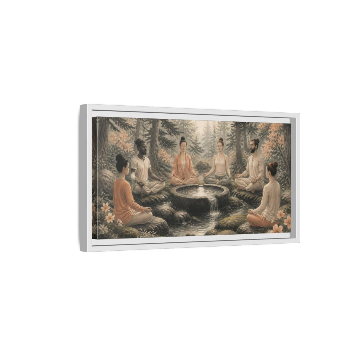 Side Mockup 6. Forest Yoga Meditation Circle shown as framed canvas print