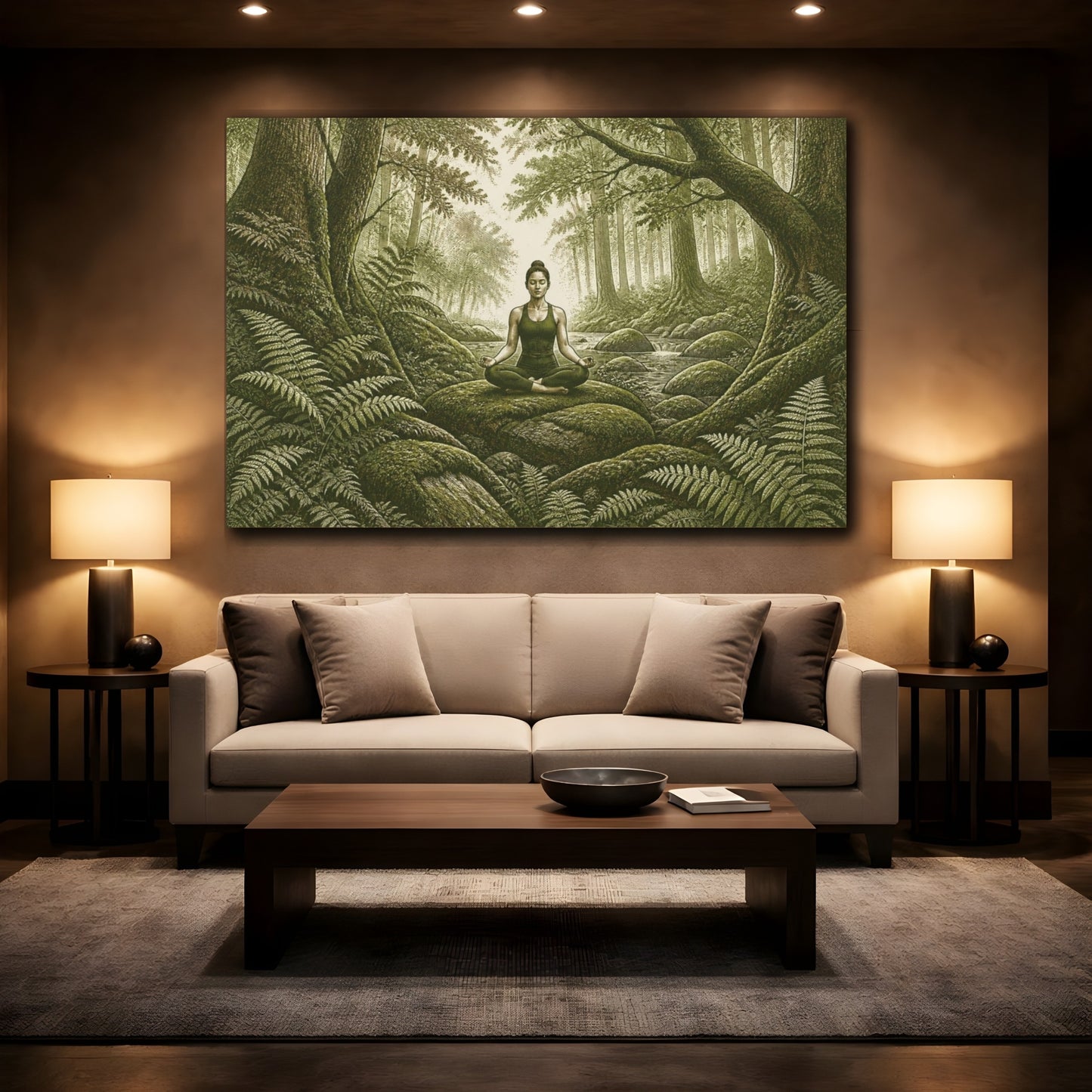 Mockup 2. Forest Yoga Meditation shown as canvas print