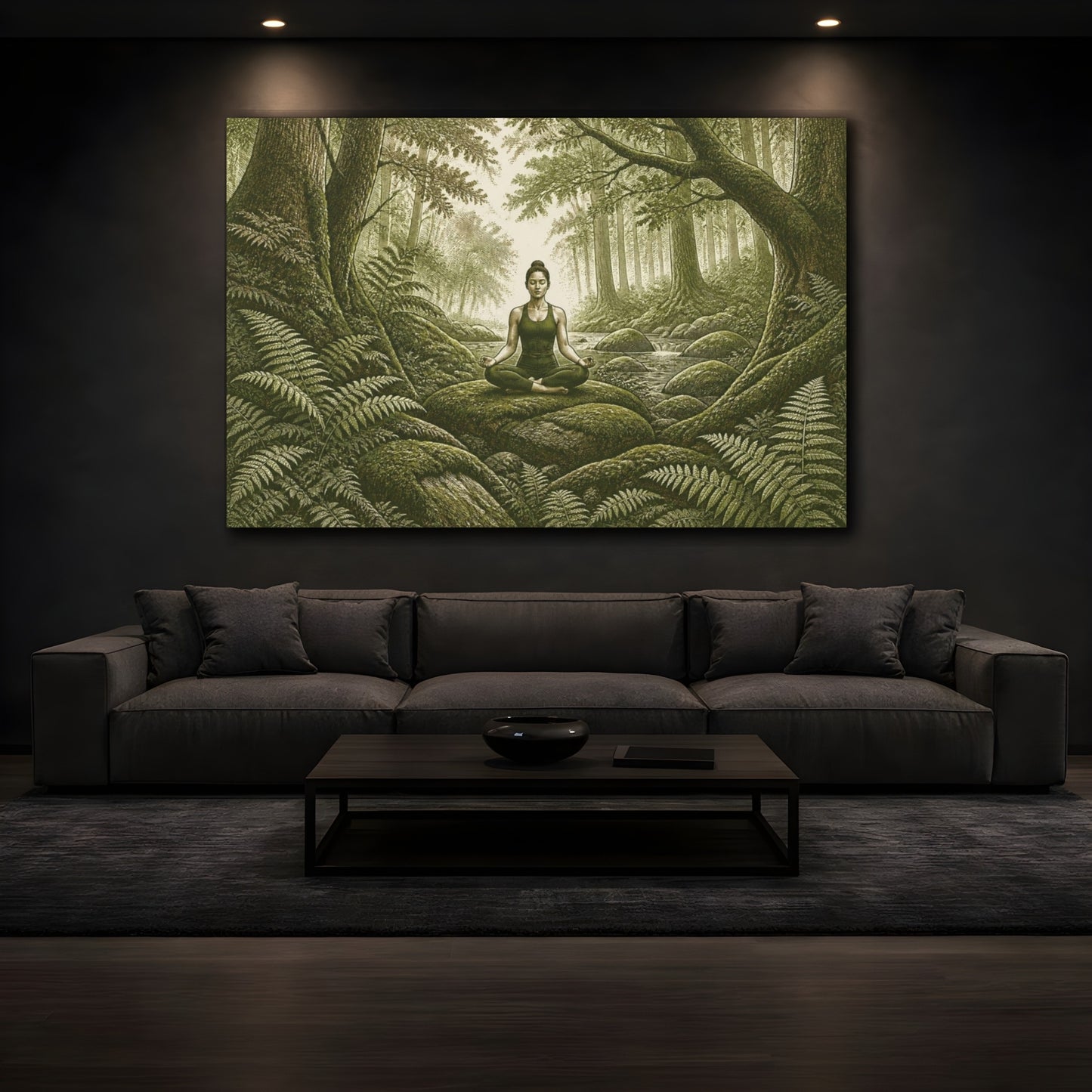 Mockup 3. Forest Yoga Meditation shown as canvas print