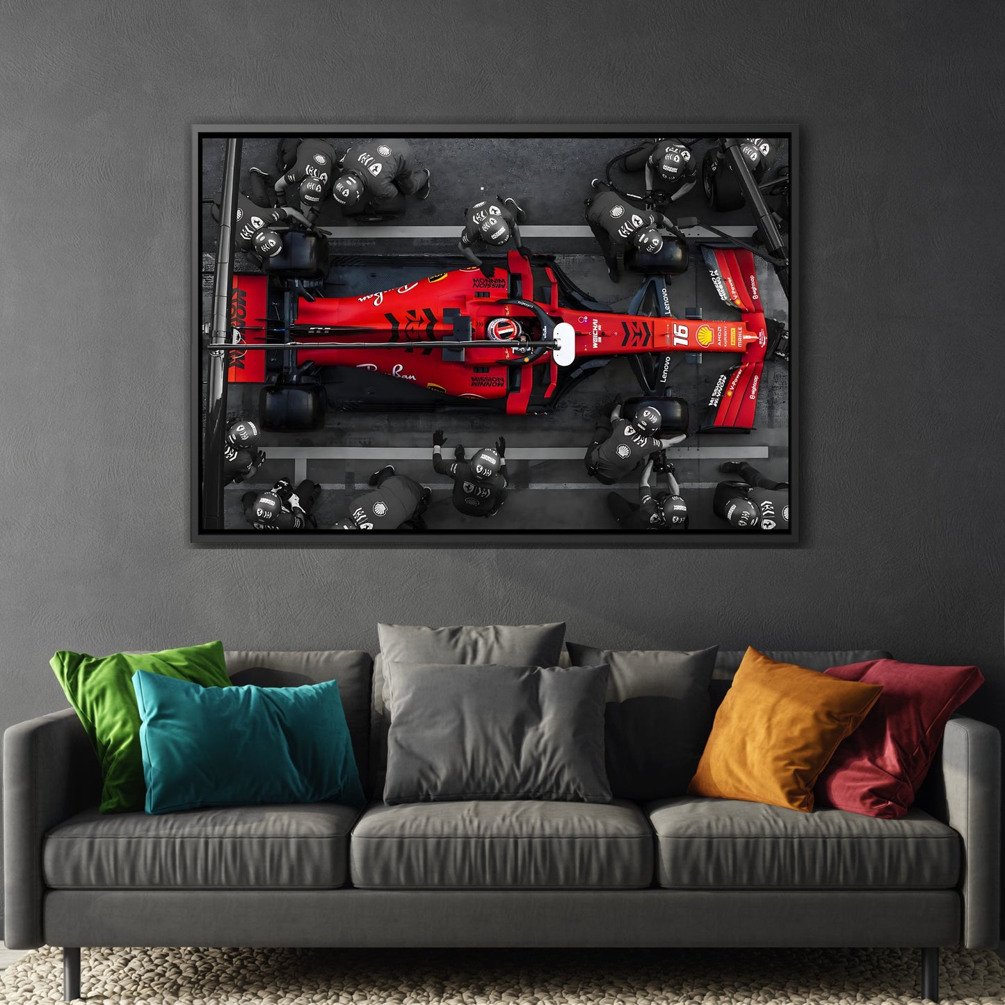 Ferrari F1 Leclerc Canvas Wall Art Print - Formula 1 Pit Stop